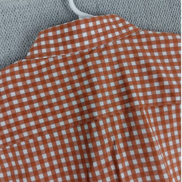 Johnston & Murphy Tailored Fit Shirt Mens Large Orange/White Checkered Casual - Picture 9 of 13